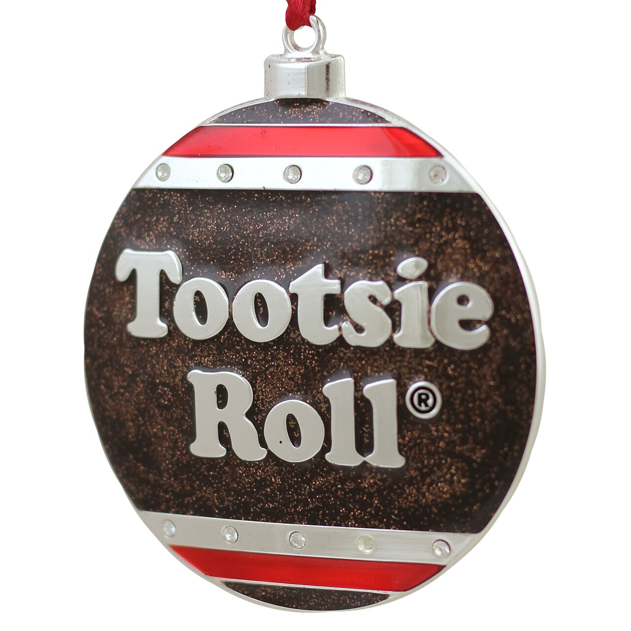 Northlight 3.5" Silver and Brown "Tootsie Roll" Candy Logo Christmas Ornament